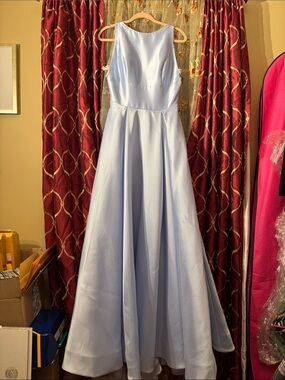 Sherri Hill Light Blue Satin Prom Dress